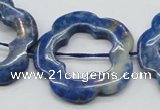 CFG41 15.5 inches 35mm carved flower lapis lazuli gemstone beads