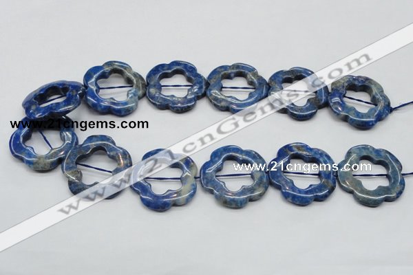 CFG41 15.5 inches 35mm carved flower lapis lazuli gemstone beads