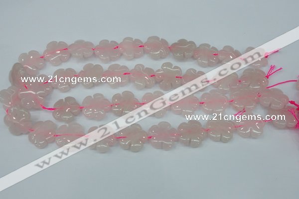 CFG450 15.5 inches 20mm carved flower rose quartz beads