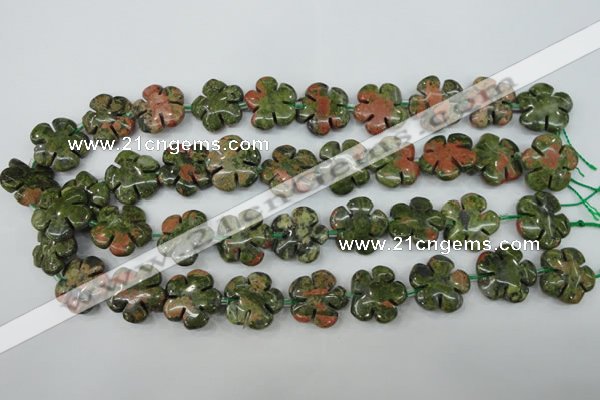 CFG451 15.5 inches 20mm carved flower unakite gemstone beads