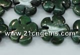 CFG452 15.5 inches 20mm carved flower green iron stone beads