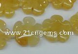 CFG457 15.5 inches 20mm carved flower yellow jade beads