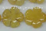 CFG458 15.5 inches 24mm carved flower yellow jade beads