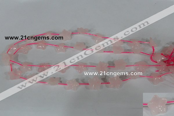 CFG507 15.5 inches 15*15mm carved flower rose quartz beads