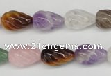 CFG51 15.5 inches 10*16mm carved teardrop mixed gemstone beads