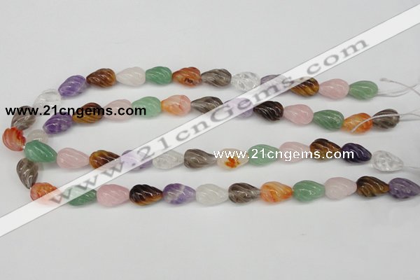 CFG51 15.5 inches 10*16mm carved teardrop mixed gemstone beads