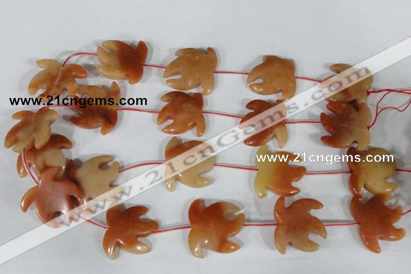 CFG511 15.5 inches 24*28mm carved animal red aventurine beads