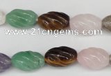 CFG52 15.5 inches 10*16mm carved rice mixed gemstone beads