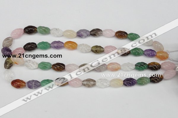 CFG52 15.5 inches 10*16mm carved rice mixed gemstone beads