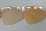 CFG526 15.5 inches 25*25mm carved triangle pink aventurine beads