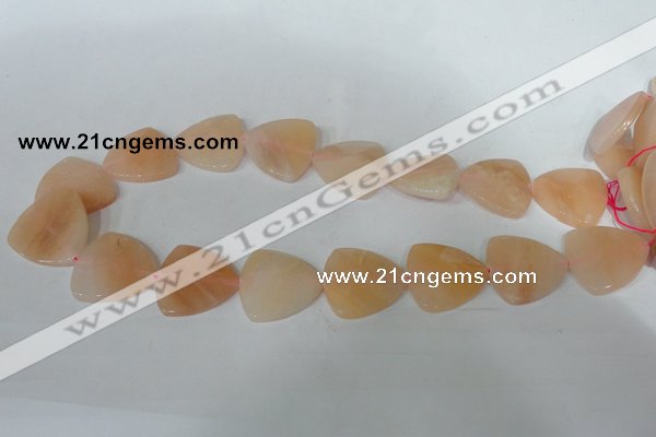 CFG526 15.5 inches 25*25mm carved triangle pink aventurine beads