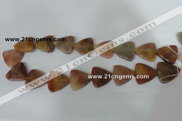 CFG529 15.5 inches 25*25mm carved triangle agate gemstone beads