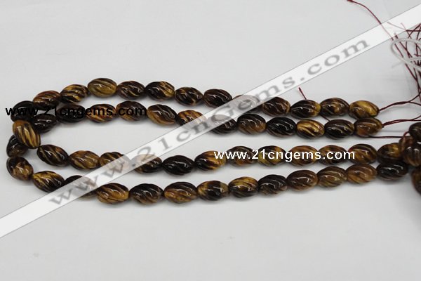 CFG53 15.5 inches 10*16mm carved rice yellow tiger eye gemstone beads