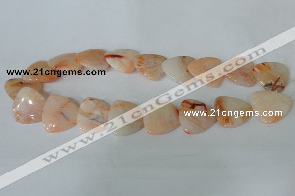 CFG536 15.5 inches 25*25mm carved triangle bamboo leaf agate beads