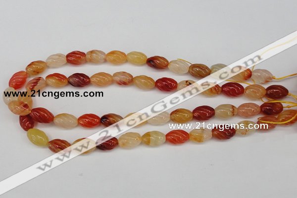CFG54 15.5 inches 10*16mm carved rice agate gemstone beads