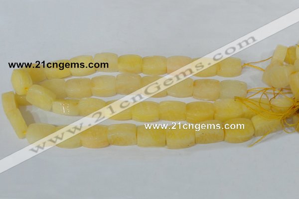 CFG547 15.5 inches 15*20mm carved brick yellow jade beads