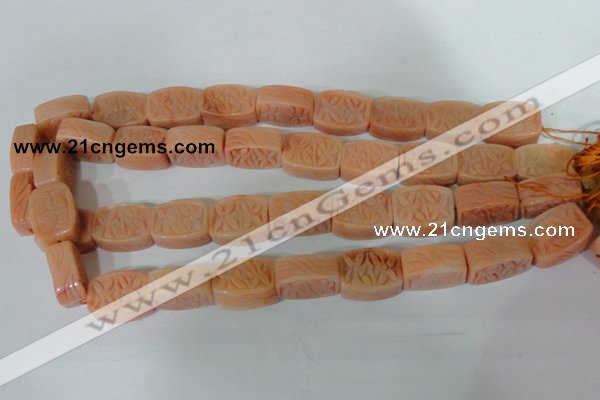 CFG548 15.5 inches 15*20mm carved brick red aventurine beads