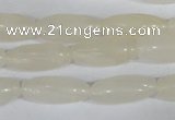 CFG551 15.5 inches 8*20mm carved rice white jade beads