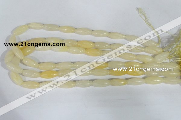 CFG552 15.5 inches 8*20mm carved rice yellow aventurine beads