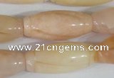 CFG555 15.5 inches 15*35mm carved rice pink aventurine beads