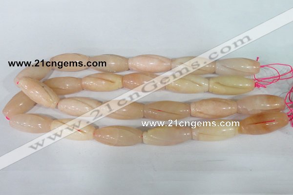 CFG555 15.5 inches 15*35mm carved rice pink aventurine beads