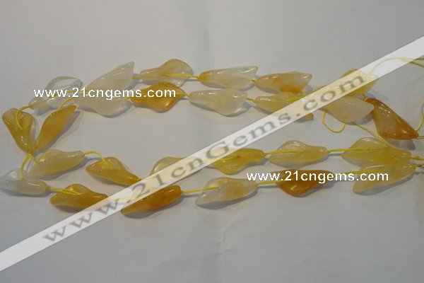 CFG561 15.5 inches 14*28mm carved trumpet flower yellow aventurine beads