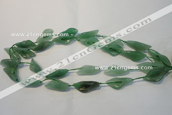 CFG562 15.5 inches 14*28mm carved trumpet flower green aventurine beads