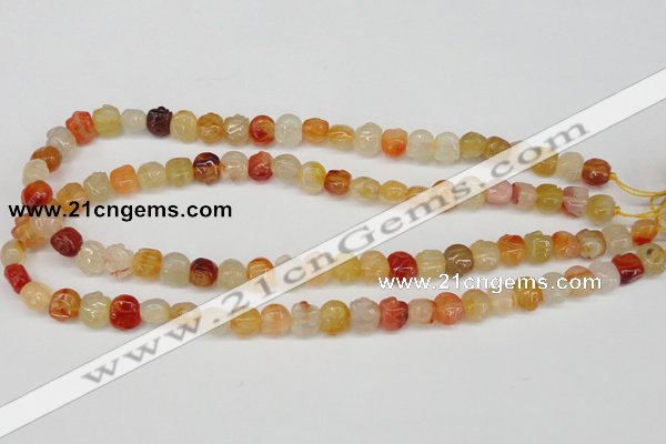 CFG57 15.5 inches 8*10mm carved pig-shaped agate gemstone beads