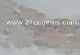 CFG651 15.5 inches 15mm carved flower rose quartz beads