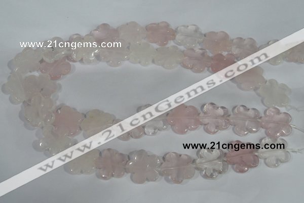 CFG652 15.5 inches 20mm carved flower rose quartz beads