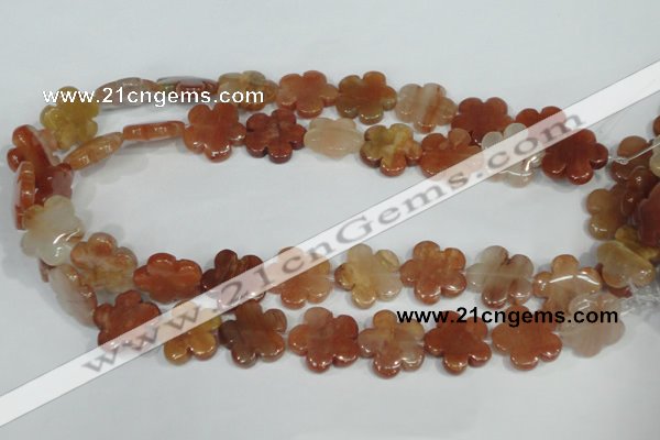 CFG655 15.5 inches 20mm carved flower red quartz beads