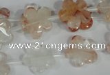 CFG657 15.5 inches 15mm carved flower pink quartz beads