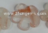 CFG659 15.5 inches 30mm carved flower pink quartz beads