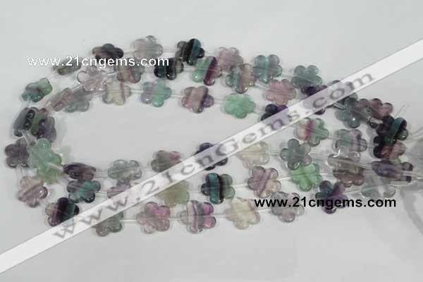 CFG660 15.5 inches 15mm carved flower fluorite gemstone beads