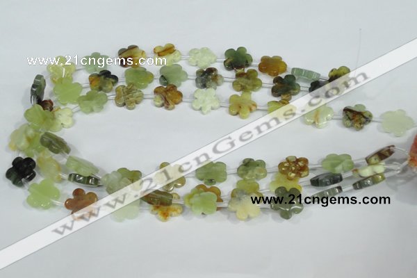 CFG663 15.5 inches 15mm carved flower flower jade beads