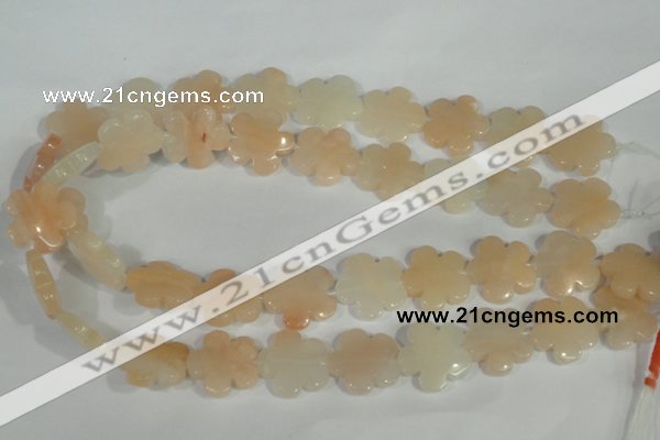 CFG667 15.5 inches 20mm carved flower pink aventurine jade beads