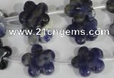 CFG669 15.5 inches 15mm carved flower sodalite gemstone beads