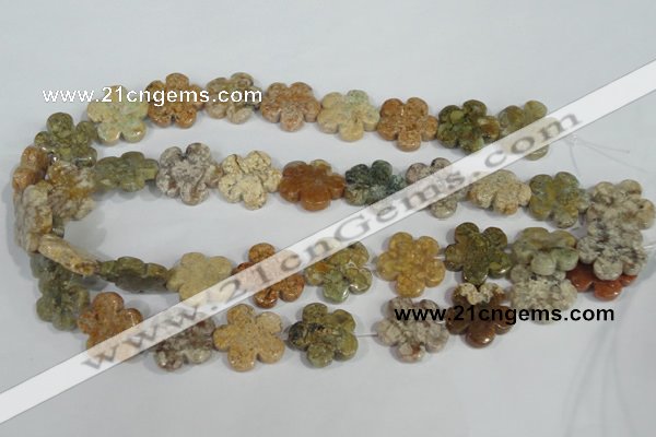 CFG673 15.5 inches 20mm carved flower agate gemstone beads