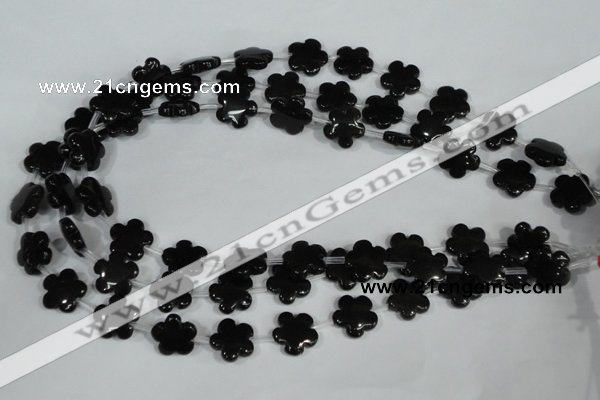 CFG675 15.5 inches 15mm carved flower black obsidian beads