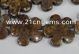 CFG679 15.5 inches 20mm carved flower bronzite gemstone beads