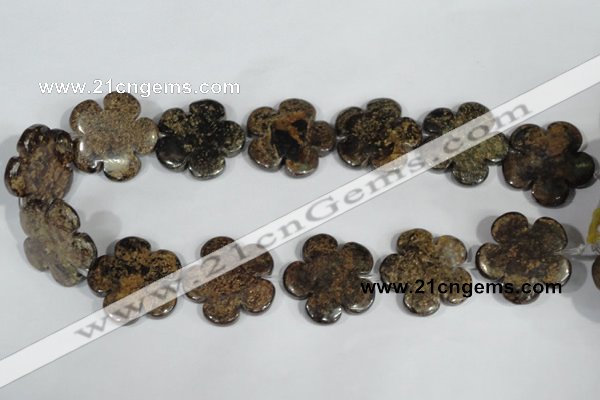 CFG680 15.5 inches 30mm carved flower bronzite gemstone beads