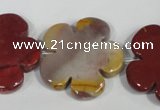 CFG686 15.5 inches 30mm carved flower mookaite gemstone beads