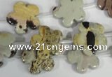 CFG687 15.5 inches 15mm carved flower artistic jasper beads