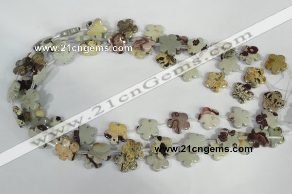 CFG687 15.5 inches 15mm carved flower artistic jasper beads