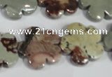 CFG688 15.5 inches 20mm carved flower artistic jasper beads