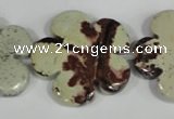 CFG689 15.5 inches 30mm carved flower artistic jasper beads