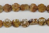 CFG69 15.5 inches 10mm carved flower yellow tiger eye gemstone beads