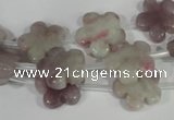 CFG690 15.5 inches 15mm carved flower lilac jasper beads