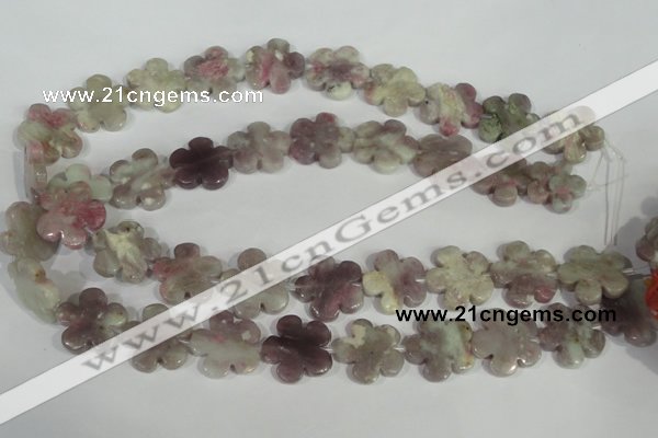 CFG691 15.5 inches 20mm carved flower lilac jasper beads