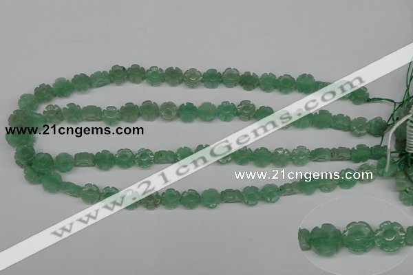 CFG70 15.5 inches 10mm carved flower green aventurine beads